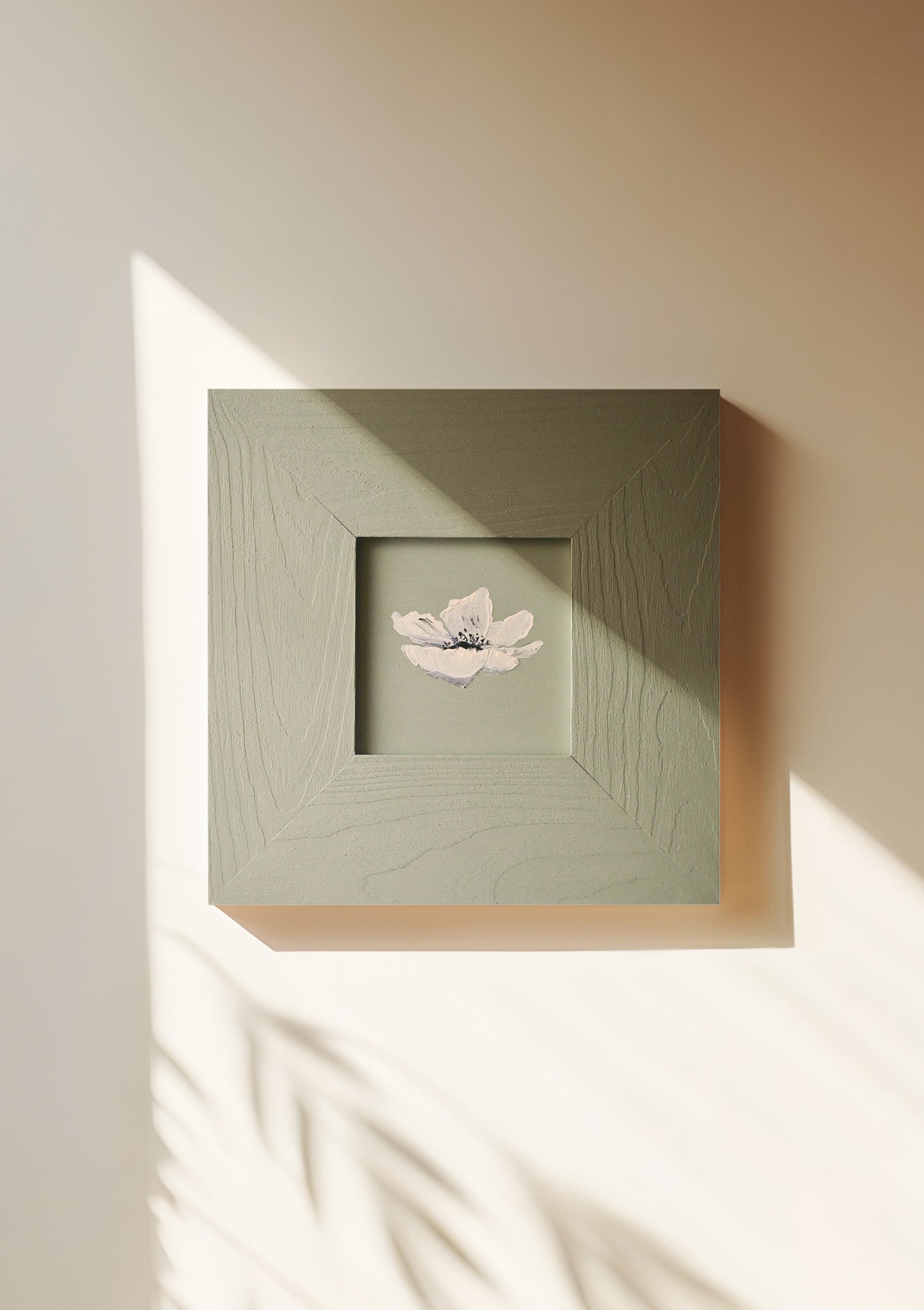 "White Flower", obraz w ramie ręcznie malowanej