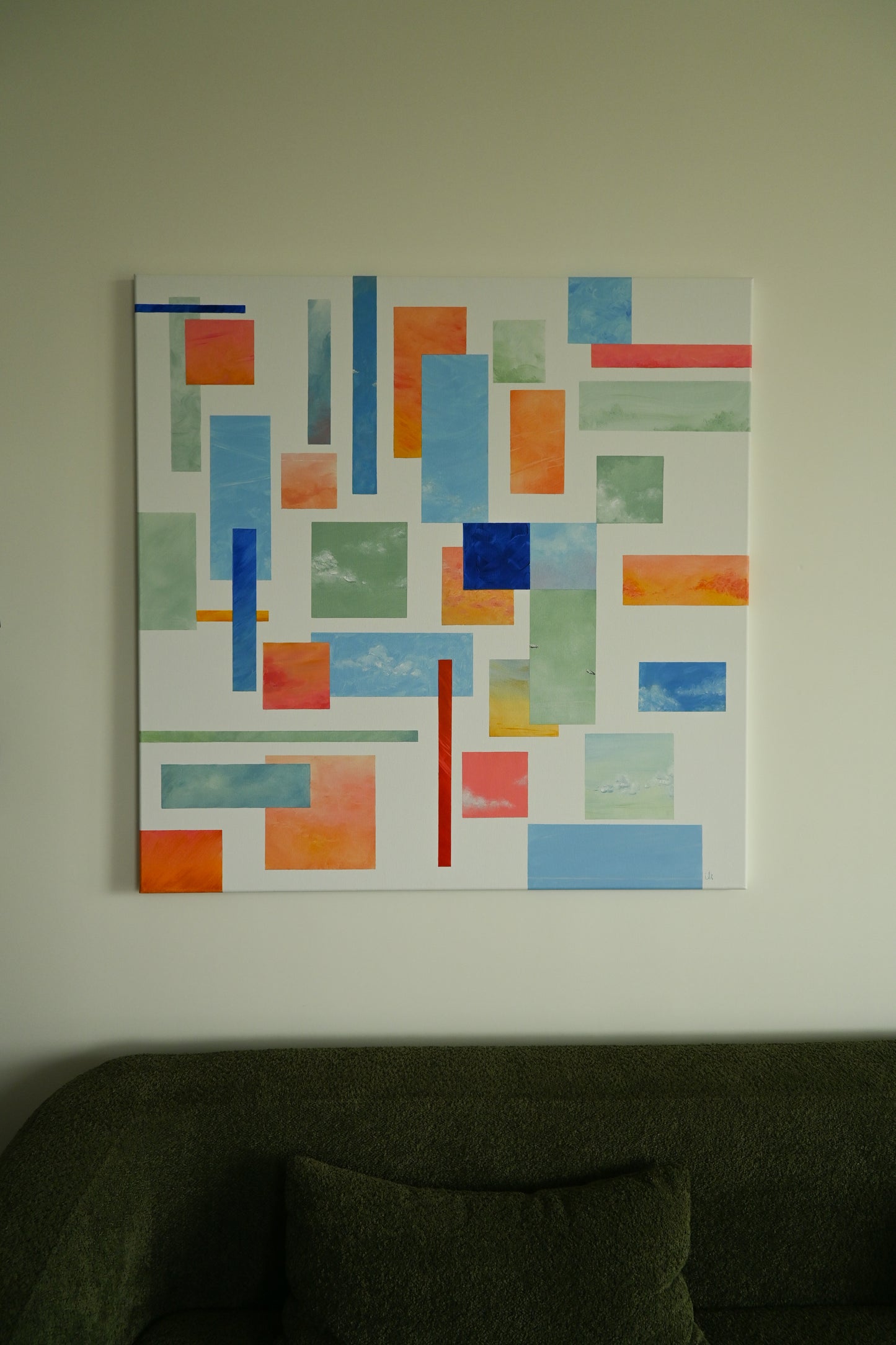 Just like heaven - Mid century modern painting, abstract, acrylic on canvas