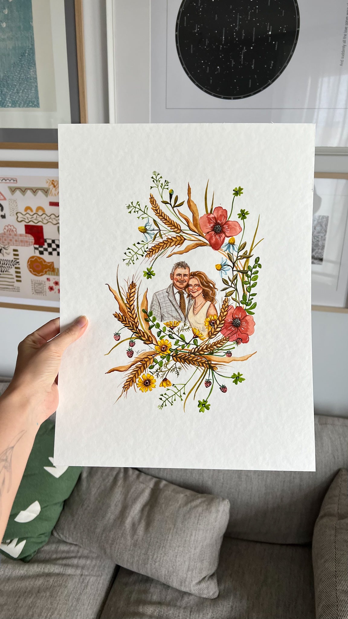 Portret w kwietnym wianku - AKWARELA