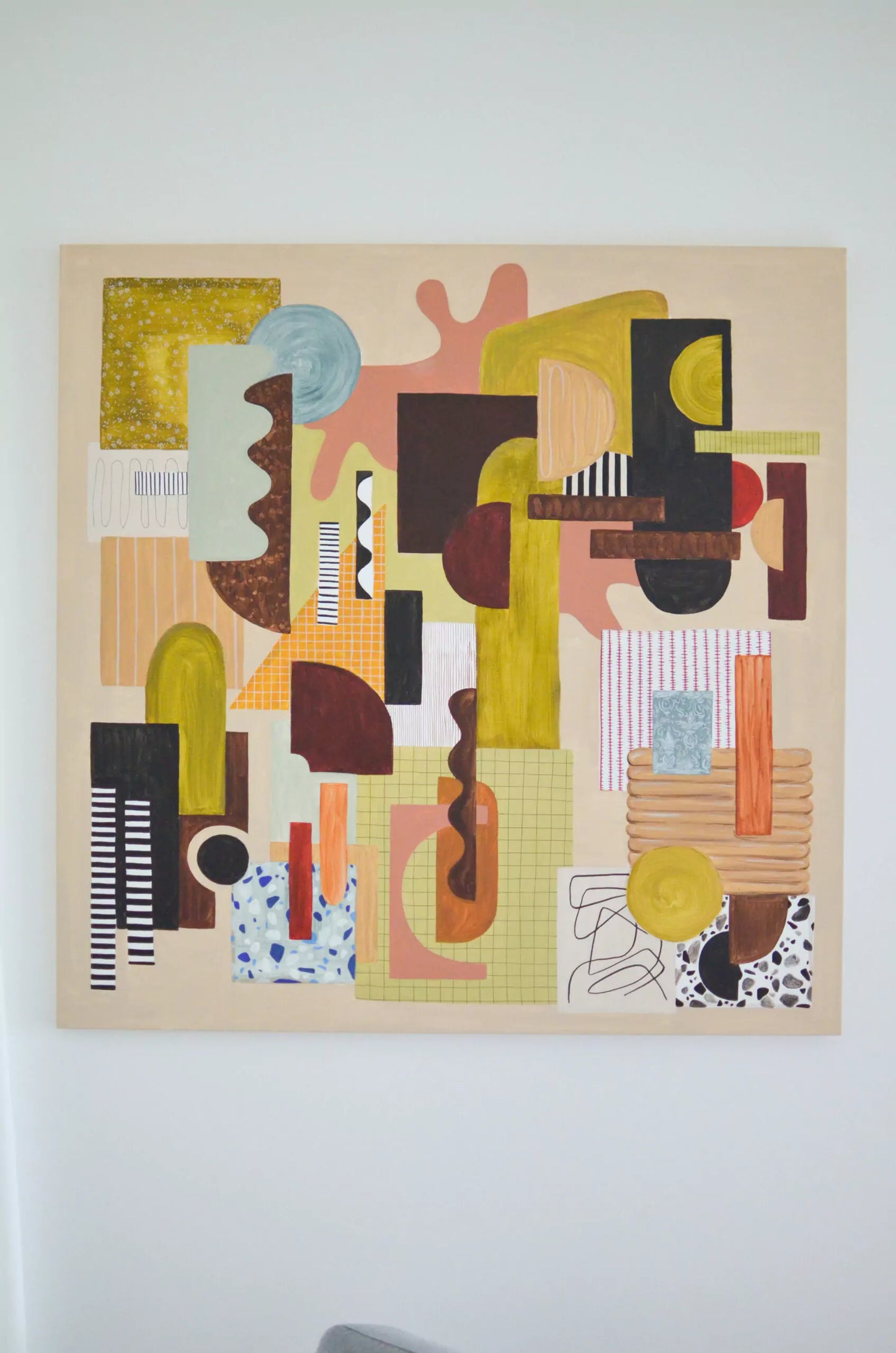 Hotel Lounge - Mid century modern painting, abstract, acrylic on canvas