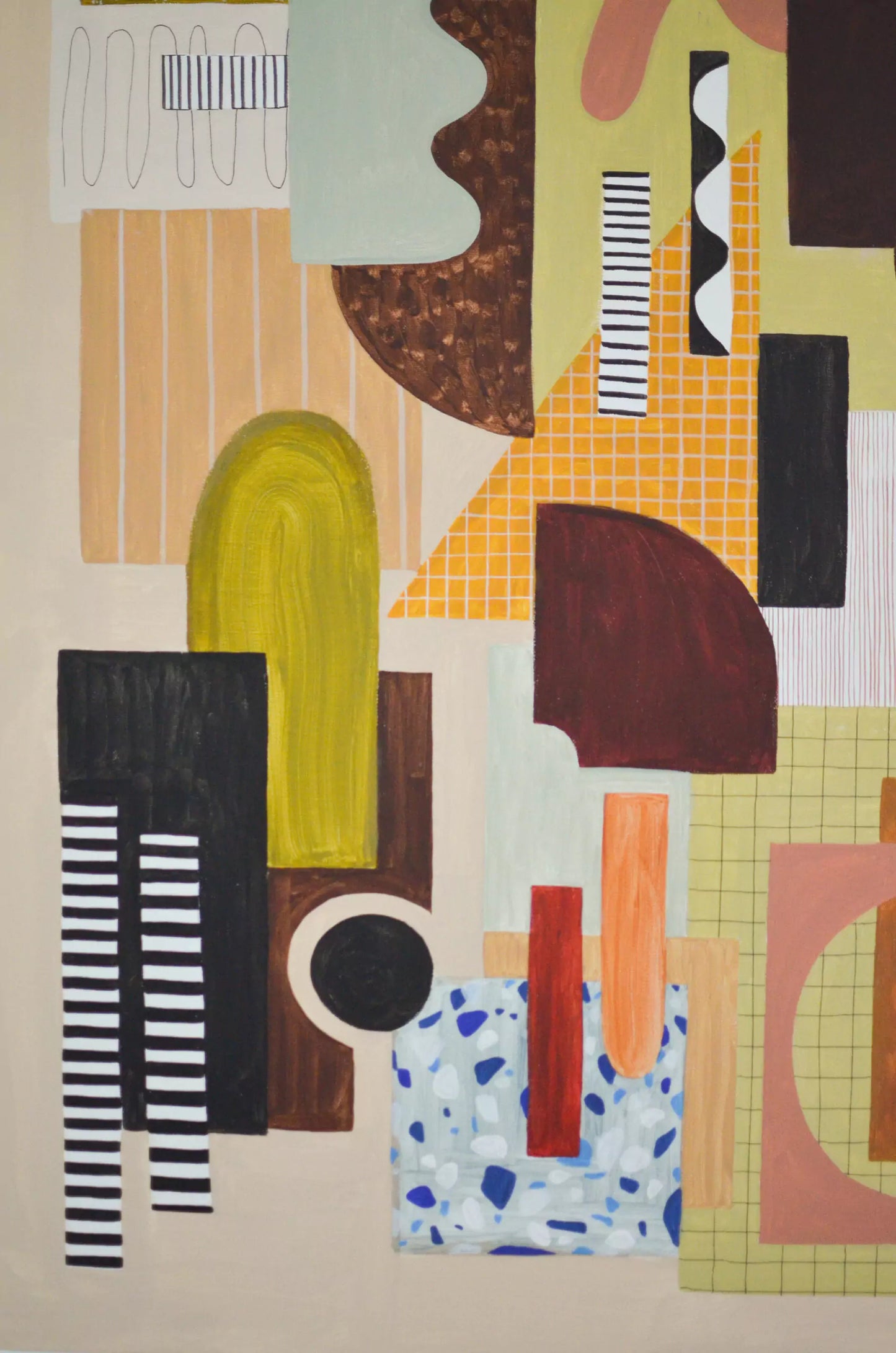 Hotel Lounge - Mid century modern painting, abstract, acrylic on canvas