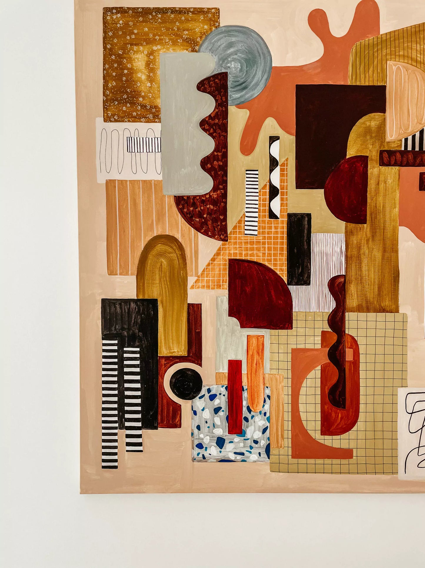 Hotel Lounge - Mid century modern painting, abstract, acrylic on canvas