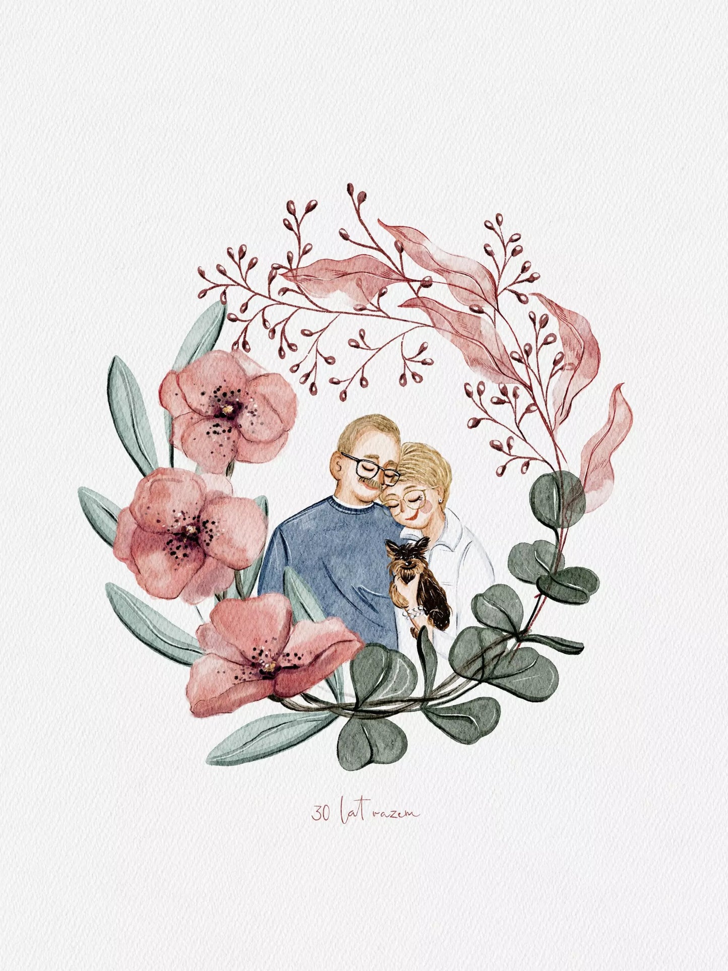 Portret w kwietnym wianku - AKWARELA - Princess