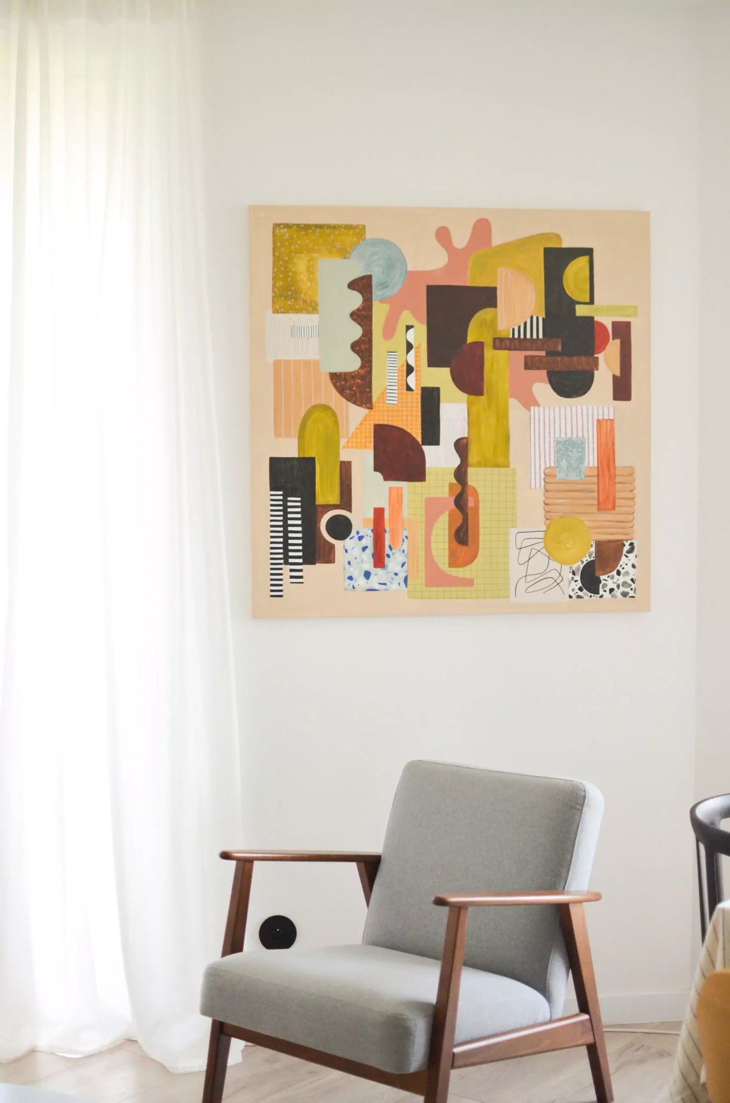 Hotel Lounge - Mid century modern painting, abstract, acrylic on canvas