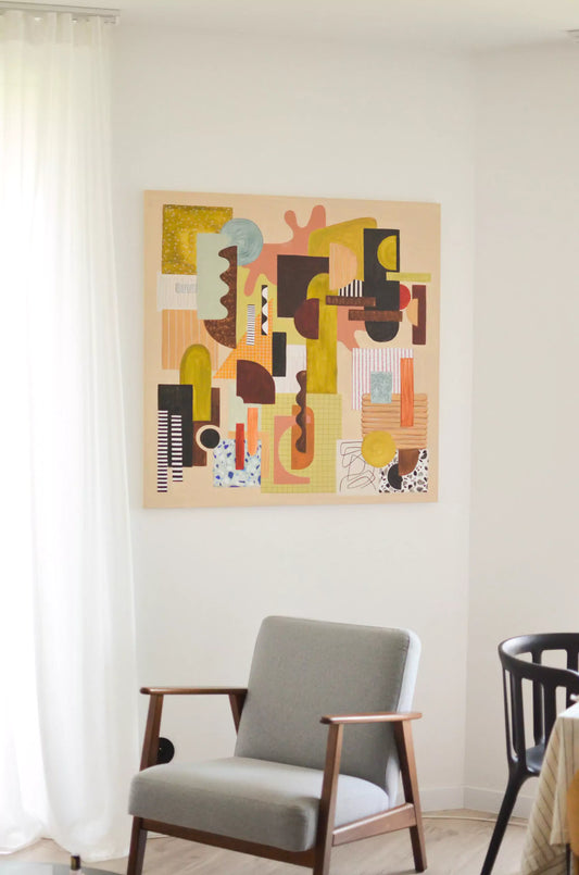 Hotel Lounge - Mid century modern painting, abstract, acrylic on canvas